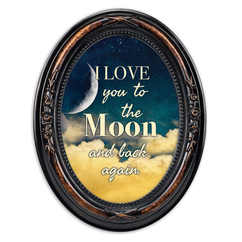 I Love You To The Moon And Back Burlwood Floral 5 x 7 Oval Photo Frame