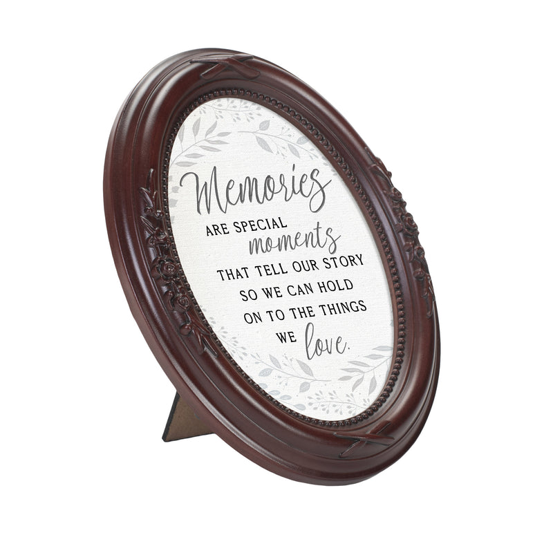 Memories are Special Mahogany Floral 5 x 7 Oval Photo Frame