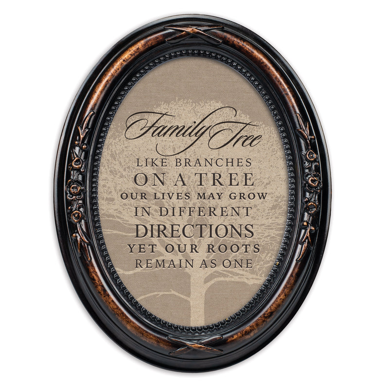 Family Tree Like Branches Burlwood Floral 5 x 7 Oval Photo Frame