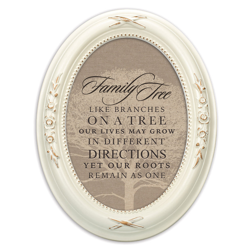 Family Tree Like Branches Ivory Floral 5 x 7 Oval Photo Frame