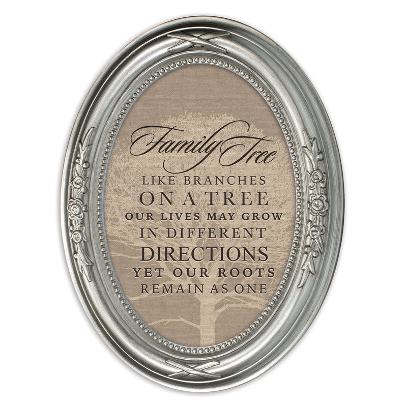 Family Tree Like Branches Brushed Silver Floral 5 x 7 Oval Photo Frame