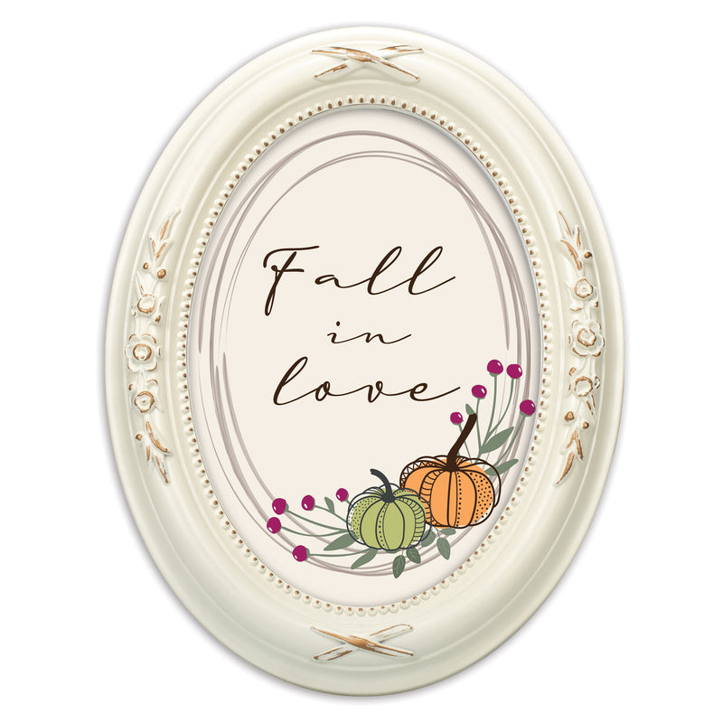 Fall In Love Ivory 5 x 7 Oval Shaped Wall And Tabletop Photo Frame