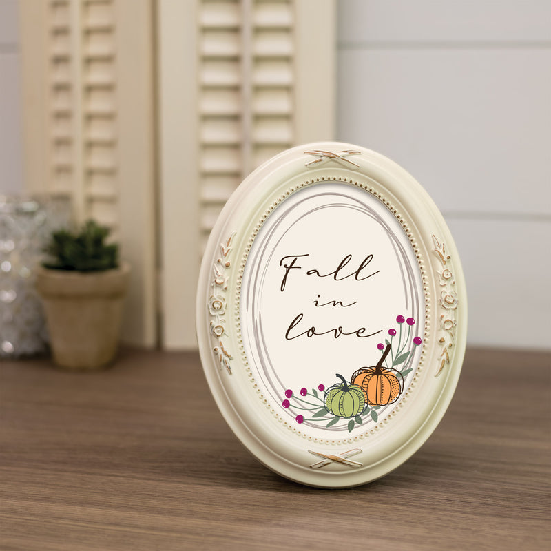 Fall In Love Ivory 5 x 7 Oval Photo Frame