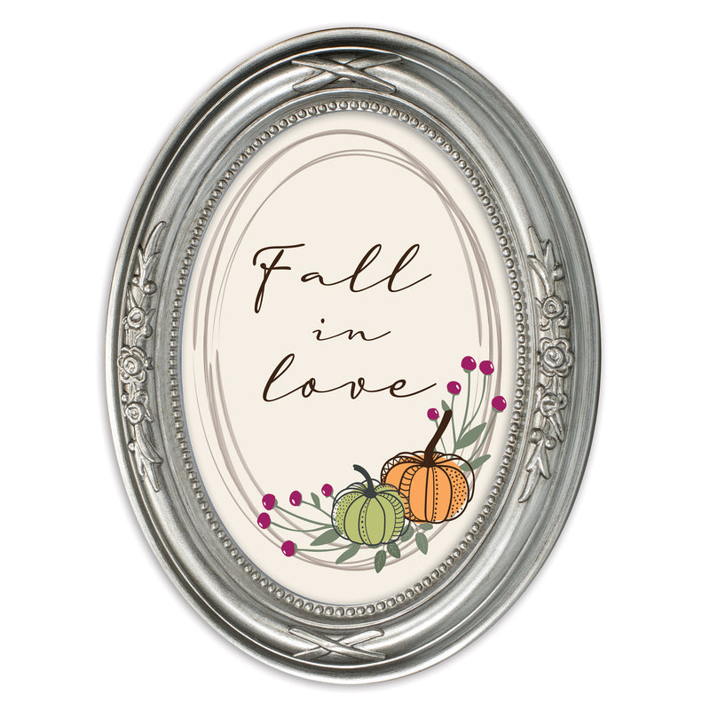 Fall In Love Silver 5 x 7 Oval Shaped Wall And Tabletop Photo Frame