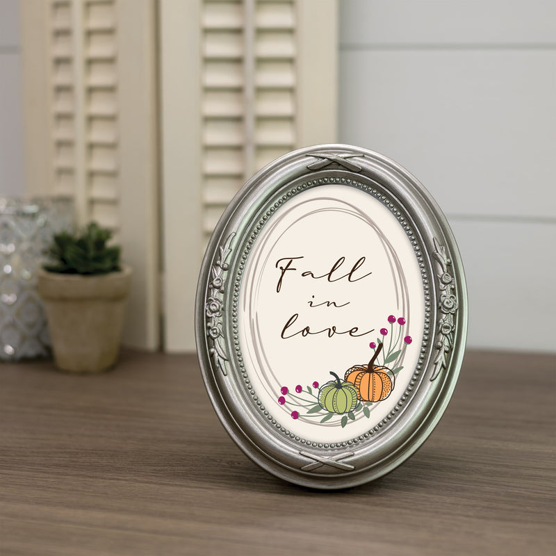 Fall In Love Silver 5 x 7 Oval Photo Frame