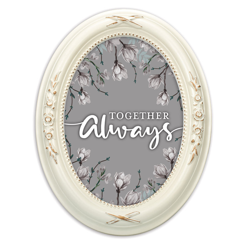 Together Always Ivory 5 x 7 Oval Shaped Wall And Tabletop Photo Frame