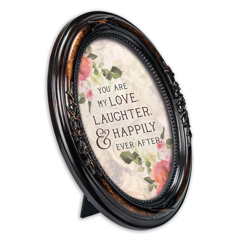 Love Laughter Happily Ever After Amber 5 x 7 Oval Photo Frame