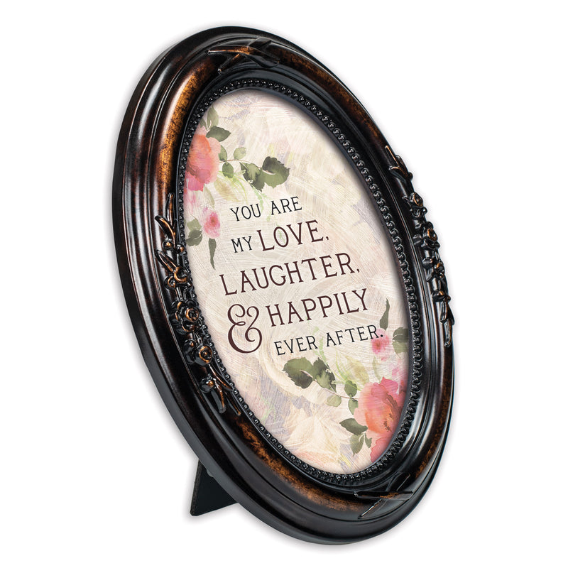 Love Laughter Happily Ever After Amber 5 x 7 Oval Photo Frame