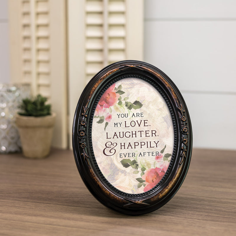 Love Laughter Happily Ever After Amber 5 x 7 Oval Photo Frame