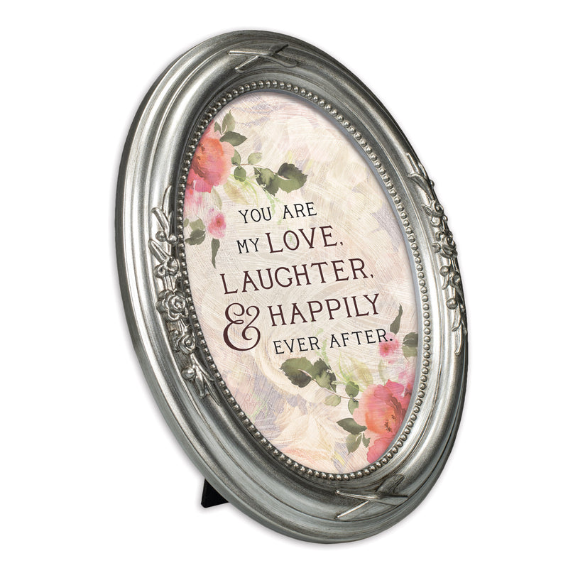 Love Laughter Happily Ever After Silver 5 x 7 Oval Photo Frame