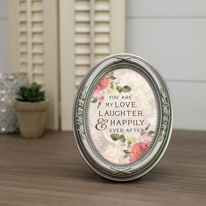 Love Laughter Happily Ever After Silver 5 x 7 Oval Photo Frame