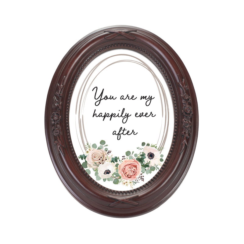 Happily Ever After Mahogany 5 x 7 Oval Shaped Wall And Tabletop Photo Frame