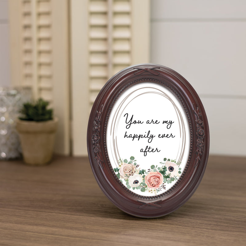 Happily Ever After Mahogany 5 x 7 Oval Photo Frame