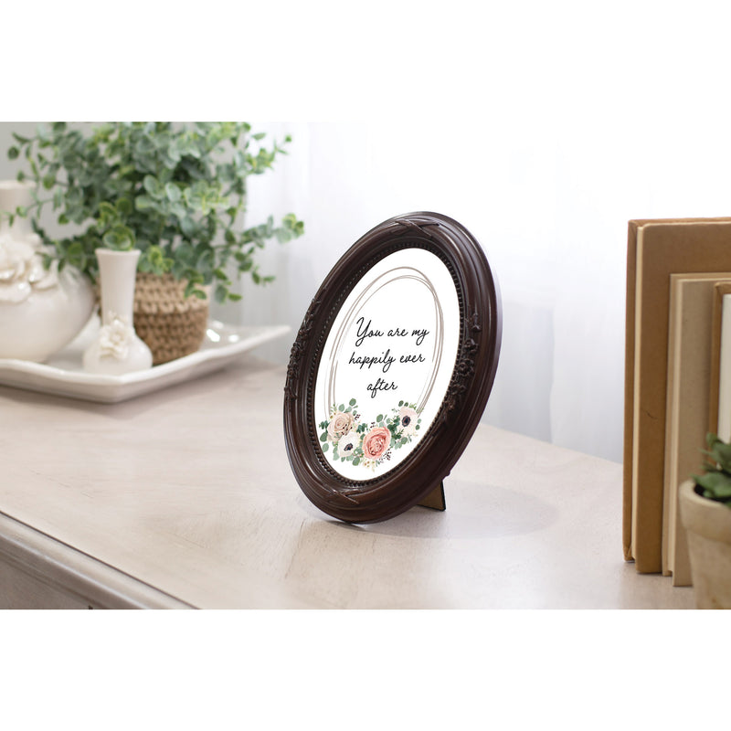 Happily Ever After Mahogany 5 x 7 Oval Photo Frame