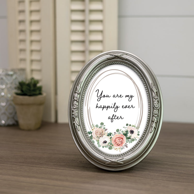 Happily Ever After Silver 5 x 7 Oval Photo Frame
