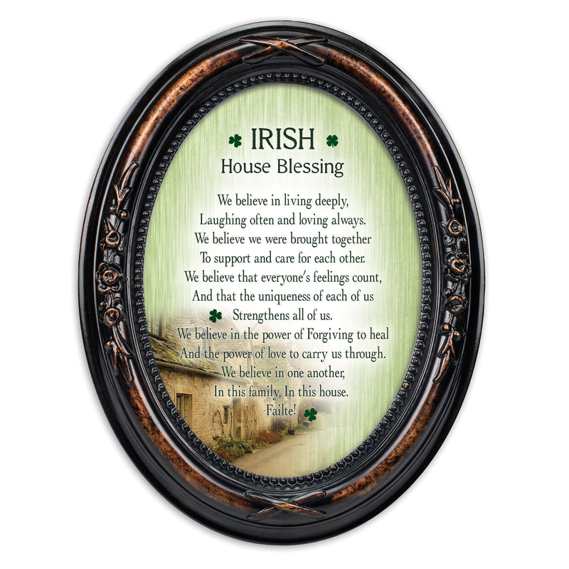 Irish House Blessings Failte! Burlwood Floral 5 x 7 Oval Photo Frame