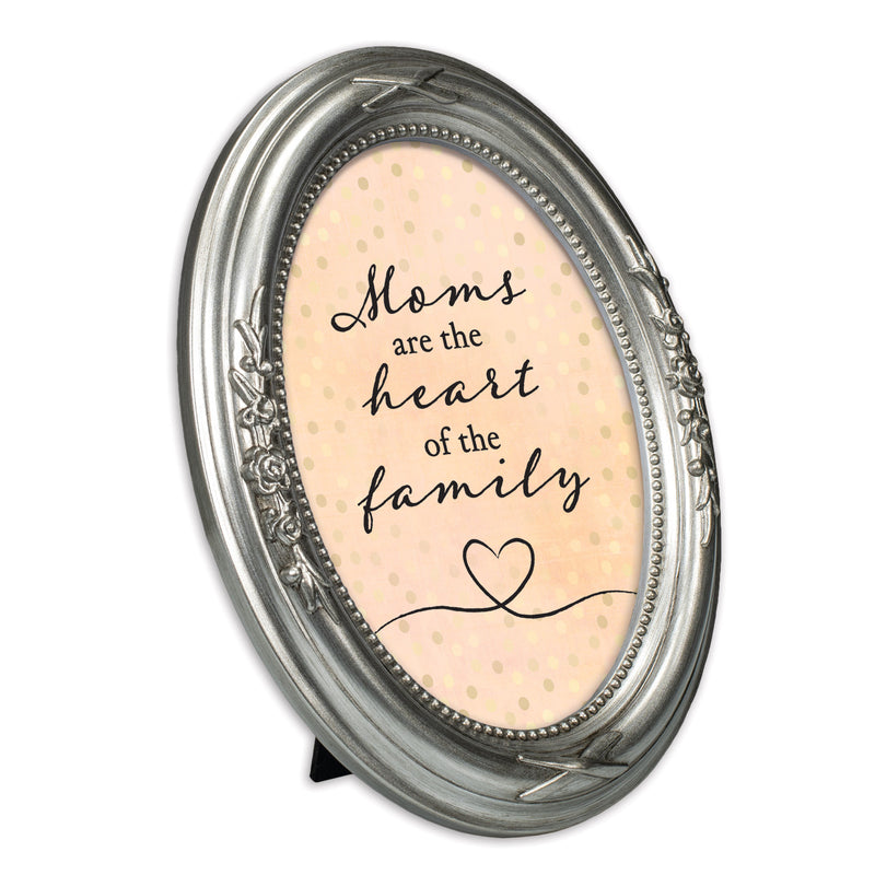 Moms Are The Heart Of The Family Silver 5 x 7 Oval Photo Frame
