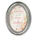Grandma Grace And Gratitude Silver 5 x 7 Oval Shaped Wall And Tabletop Photo Frame