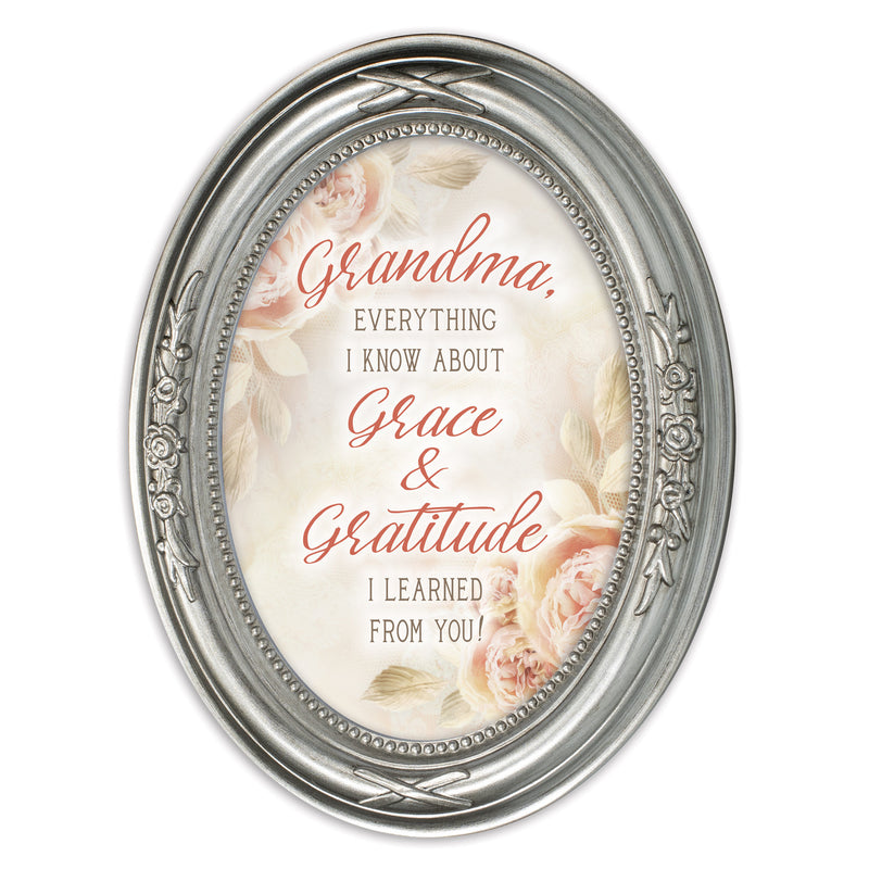 Grandma Grace And Gratitude Silver 5 x 7 Oval Shaped Wall And Tabletop Photo Frame