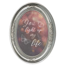 Light Up My Life Silver 5 x 7 Oval Shaped Wall And Tabletop Photo Frame