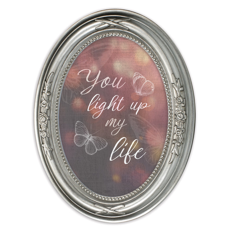 Light Up My Life Silver 5 x 7 Oval Shaped Wall And Tabletop Photo Frame