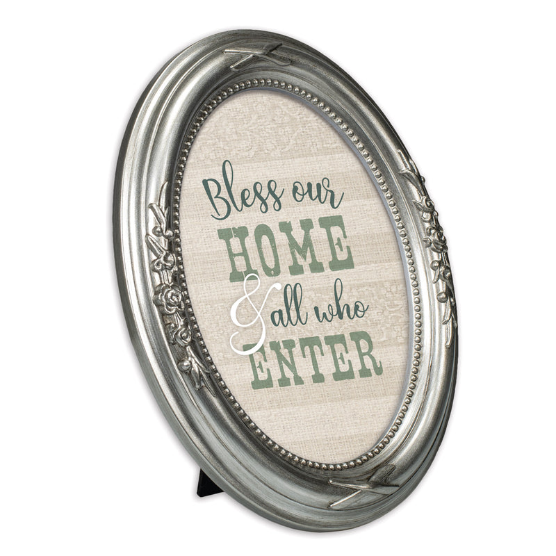 Bless Our Home Silver 5 x 7 Oval Photo Frame