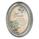 Good Friends Like Stars Brushed Silver Floral 5 x 7 Oval Photo Frame