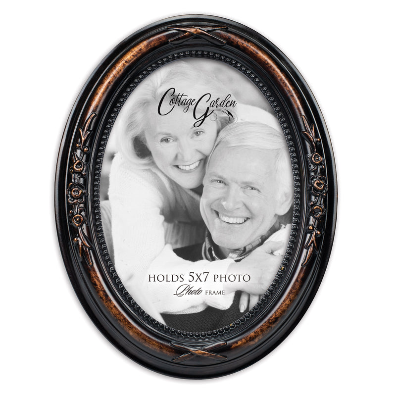 Add Your Own Personal Photo Burlwood Floral 5 x 7 Oval Photo Frame