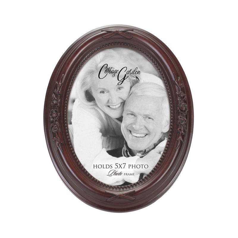 Add Your Own Personal Photo Mahogany Floral 5 x 7 Oval Photo Frame