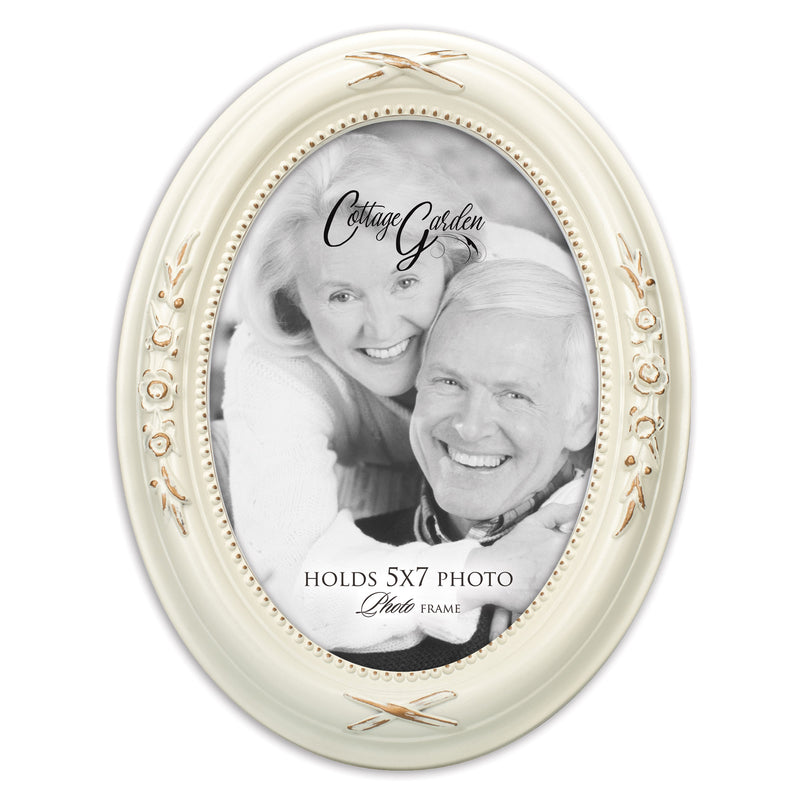 Add Your Own Personal Photo Ivory Floral 5 x 7 Oval Photo Frame