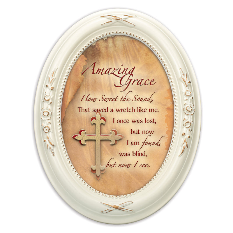 Amazing Grace Sweet The Sound Ivory Floral 5 x 7 Oval Photo Frame
