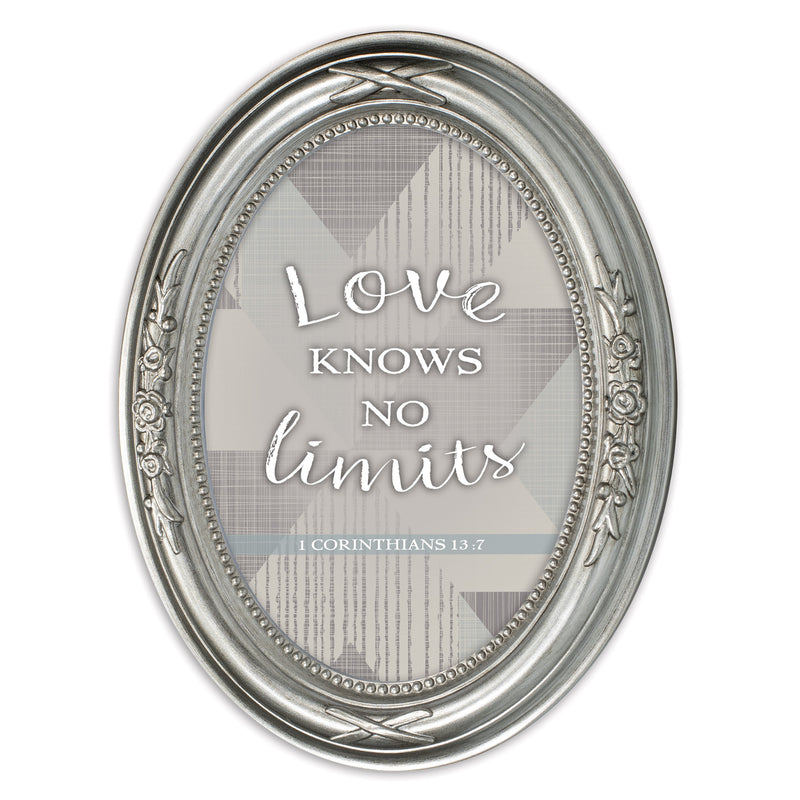 Love Knows No Limits Silver 5 x 7 Oval Shaped Wall And Tabletop Photo Frame