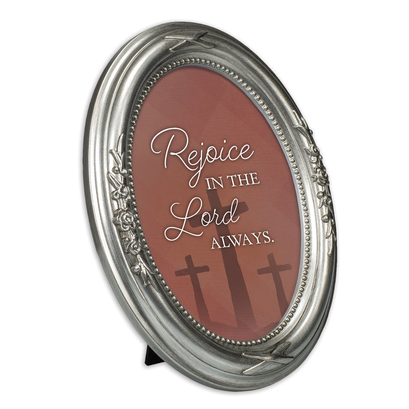 Rejoice In The Lord Silver 5 x 7 Oval Photo Frame
