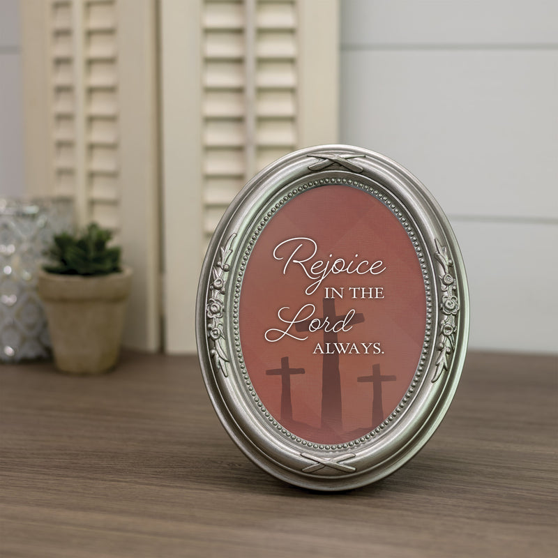 Rejoice In The Lord Silver 5 x 7 Oval Photo Frame