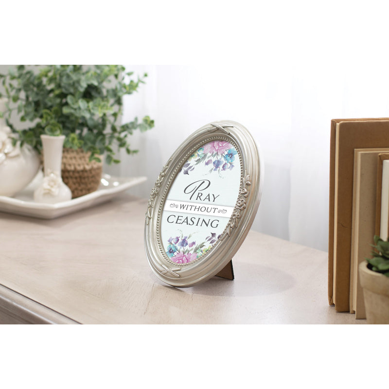 Pray Without Ceasing Silver 5 x 7 Oval Photo Frame