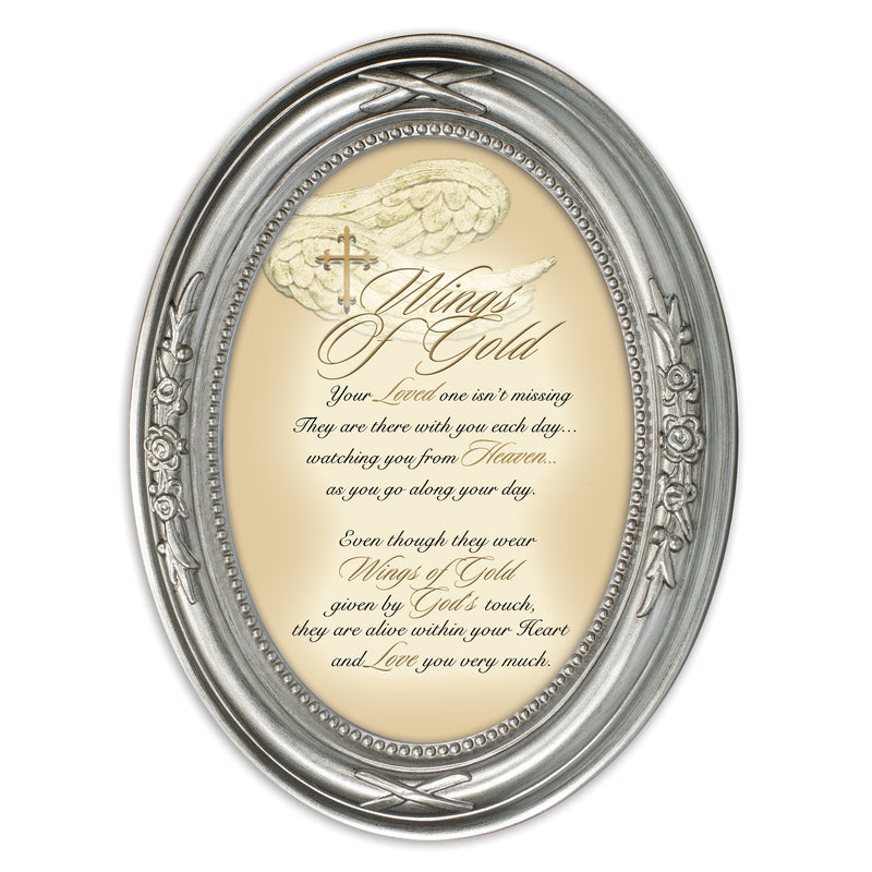 Wings Of Gold Loved One Brushed Silver Floral 5 x 7 Oval Photo Frame