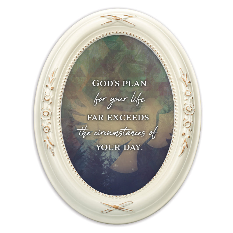 God's Plan For Your Life Ivory 5 x 7 Oval Shaped Wall And Tabletop Photo Frame