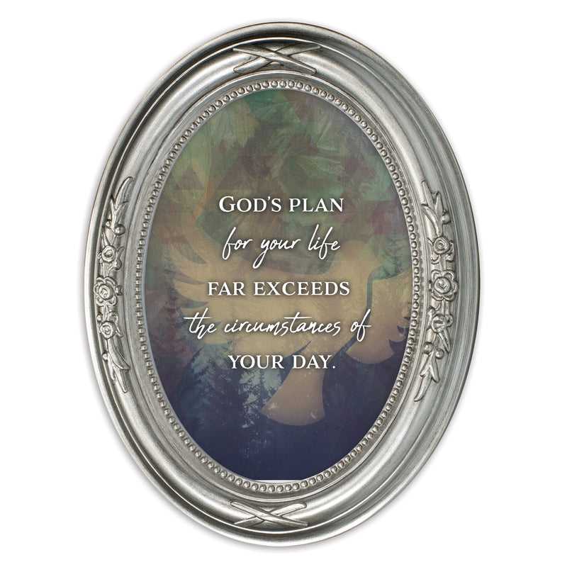 God's Plan For Your Life Silver 5 x 7 Oval Shaped Wall And Tabletop Photo Frame