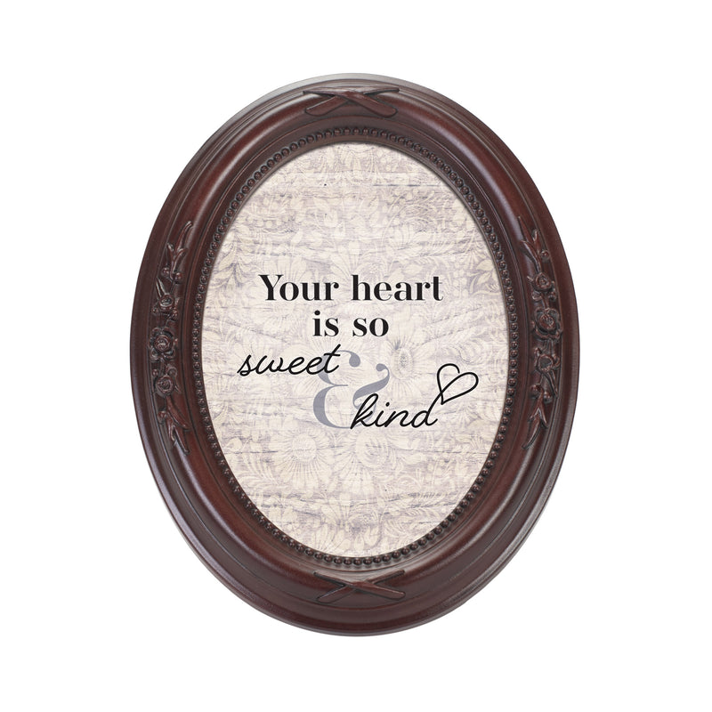 Heart Is So Sweet And Kind Mahogany 5 x 7 Oval Shaped Wall And Tabletop Photo Frame