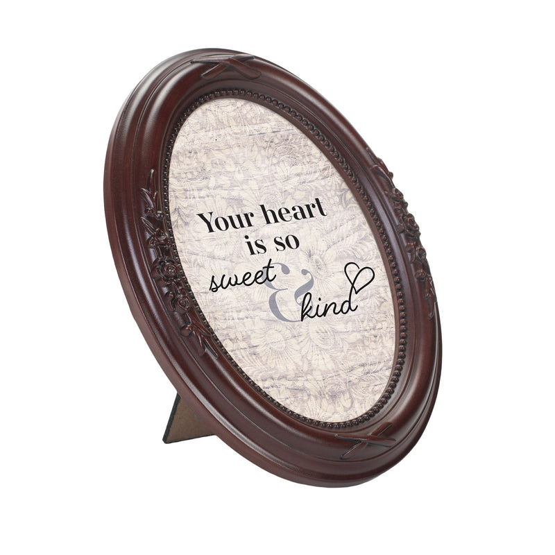 Heart Is So Sweet And Kind Mahogany 5 x 7 Oval Photo Frame