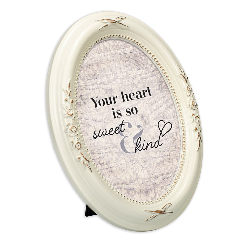 Heart Is So Sweet And Kind Ivory 5 x 7 Oval Photo Frame