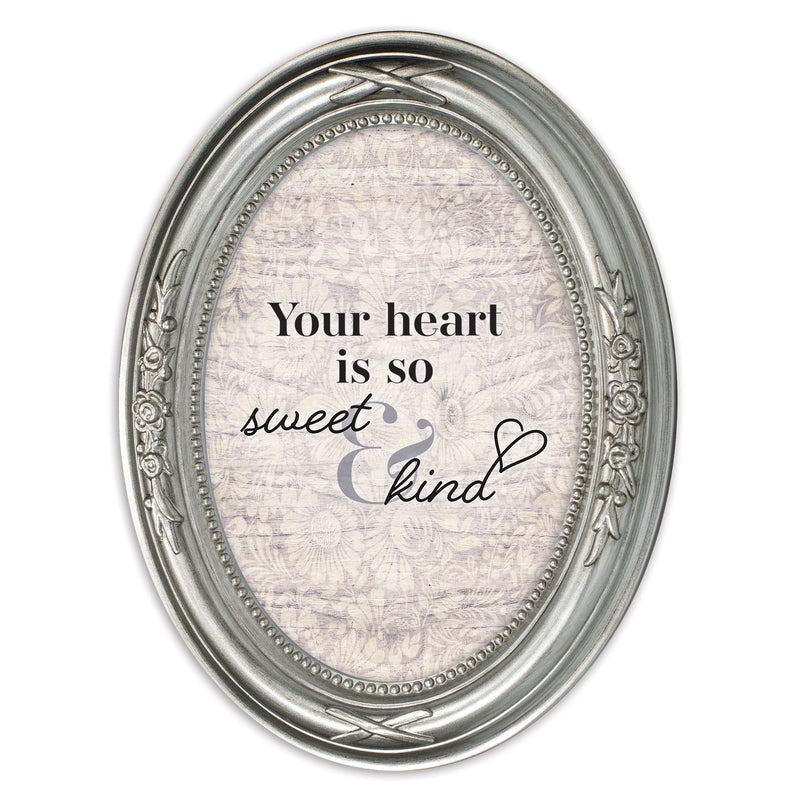 Heart Is So Sweet And Kind Silver 5 x 7 Oval Shaped Wall And Tabletop Photo Frame