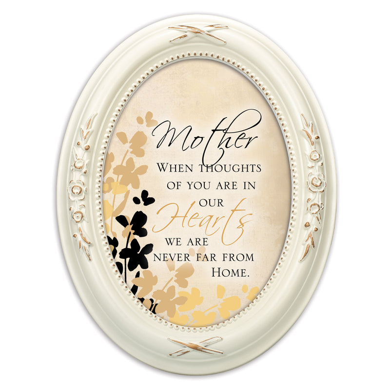 Mother Thoughts In Our Hearts Ivory Floral 5 x 7 Oval Photo Frame