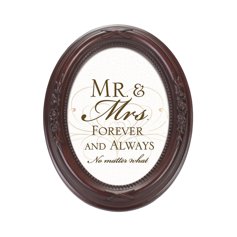 Mr. & Mrs. Forever And Always Mahogany Floral 5 x 7 Oval Photo Frame