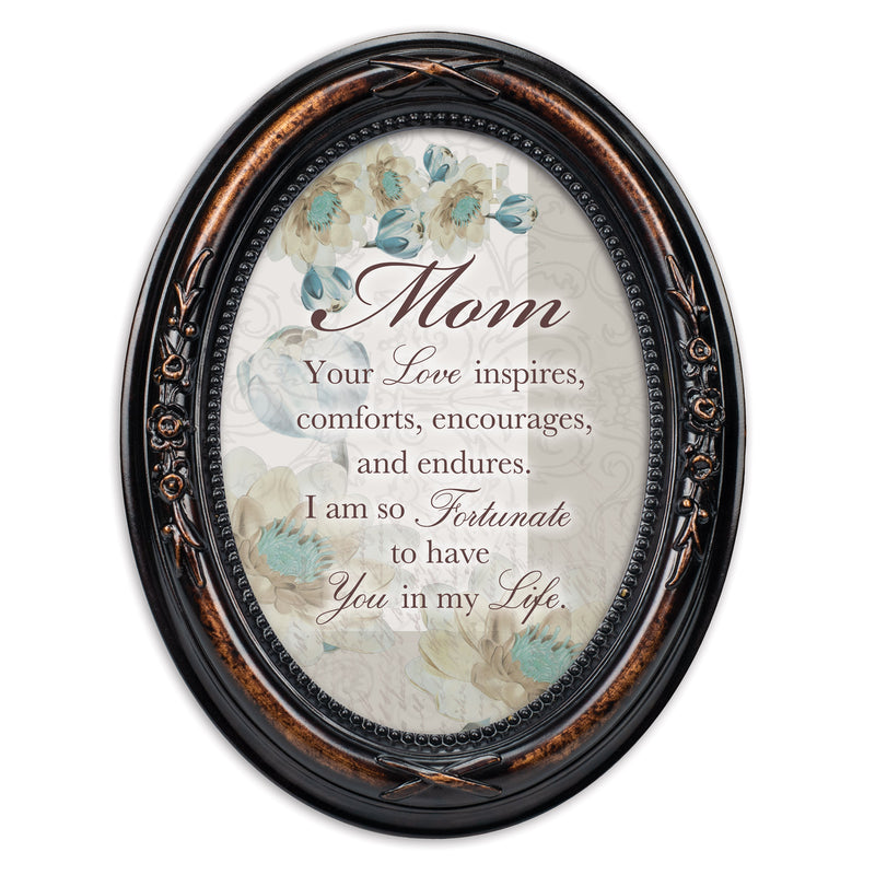 Mom Inspires Comforts Burlwood Floral 5 x 7 Oval Photo Frame