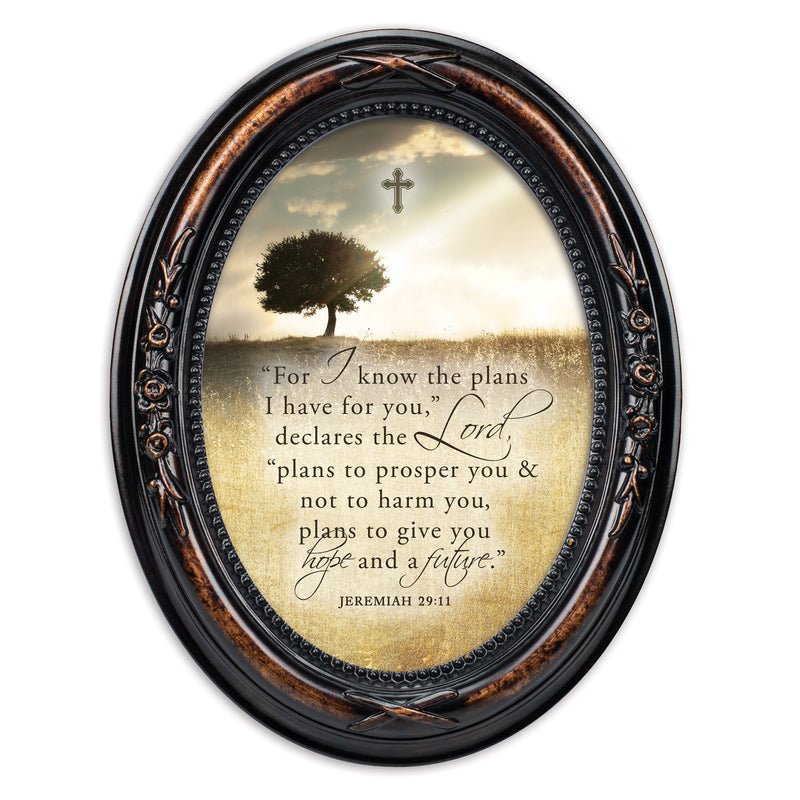 For I Know The Plans Burlwood Floral 5 x 7 Oval Photo Frame