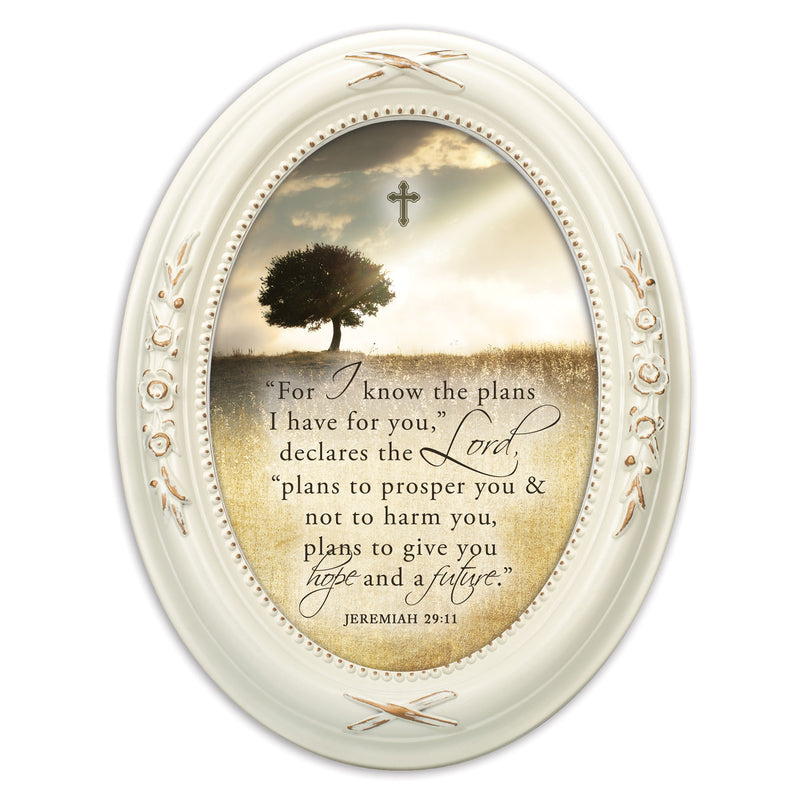 For I Know The Plans Ivory Floral 5 x 7 Oval Photo Frame