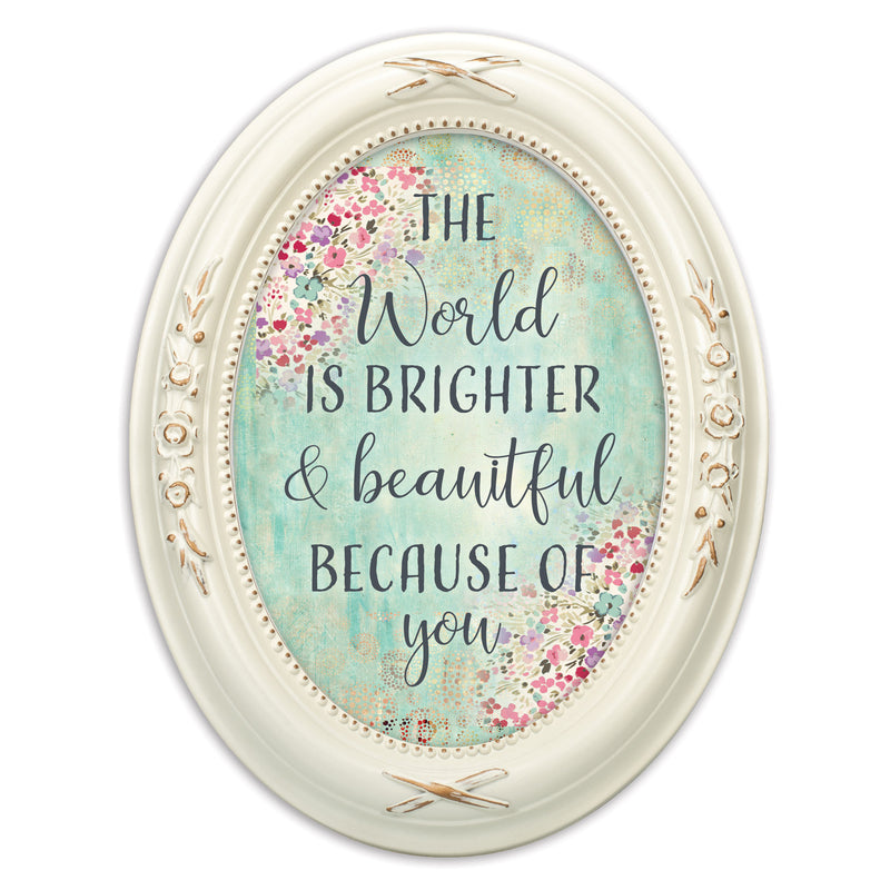 You Make The World Bright Ivory Floral 5 x 7 Oval Photo Frame
