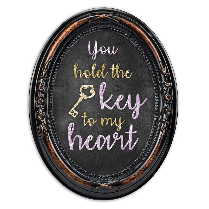 You Hold The Key To My Heart Burlwood Floral 5 x 7 Oval Photo Frame