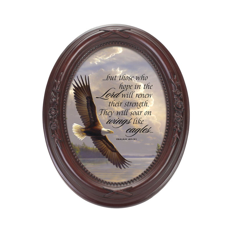 Hope In The Lord Mahogany Floral 5 x 7 Oval Photo Frame